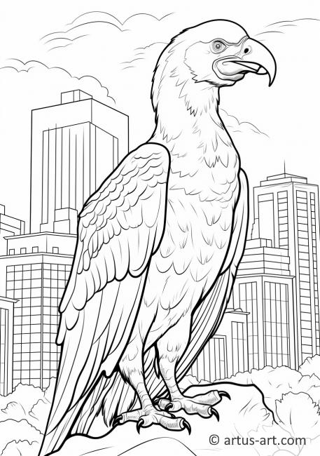 Vulture in the City Coloring Page